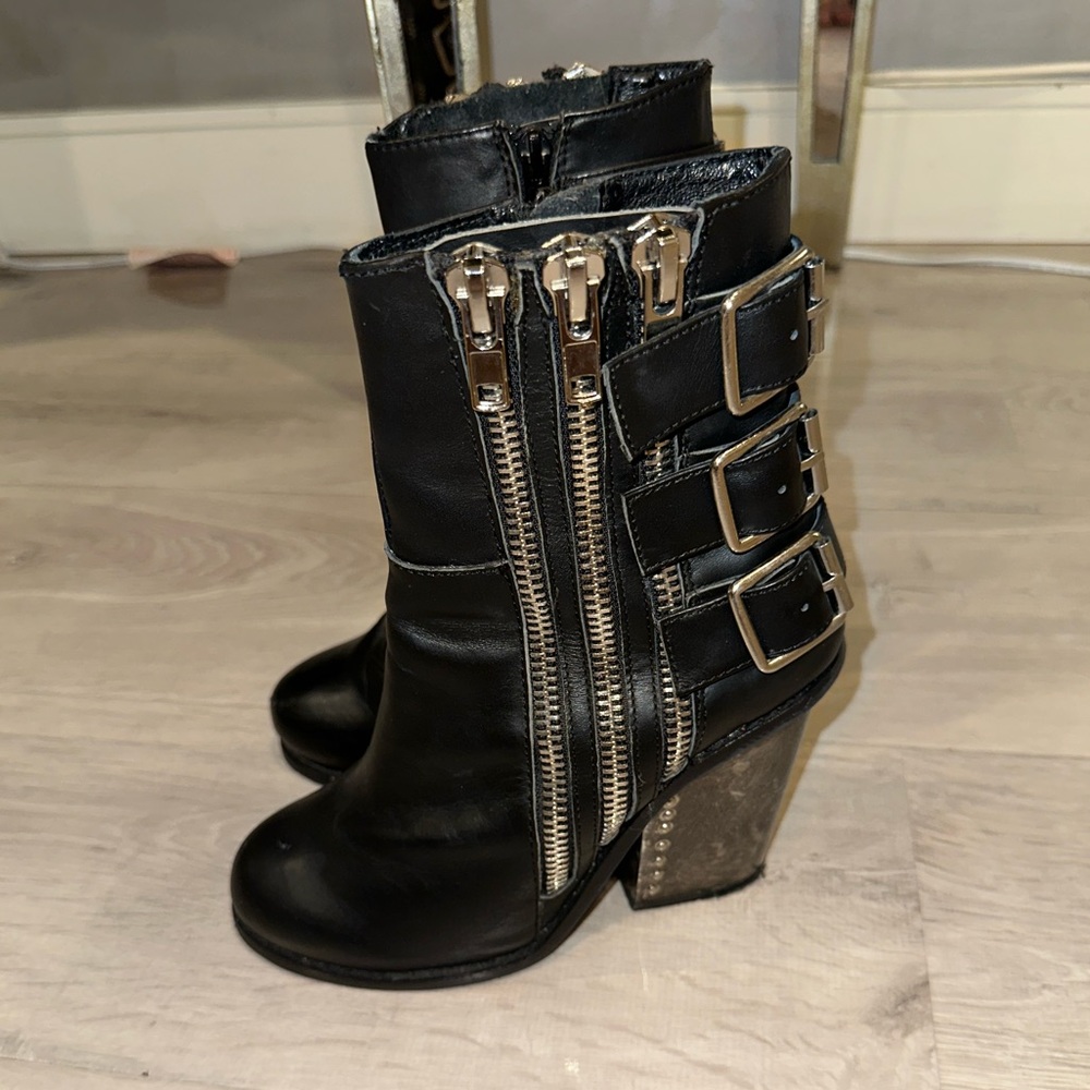 Jeffrey Campbell zipper buckle booties